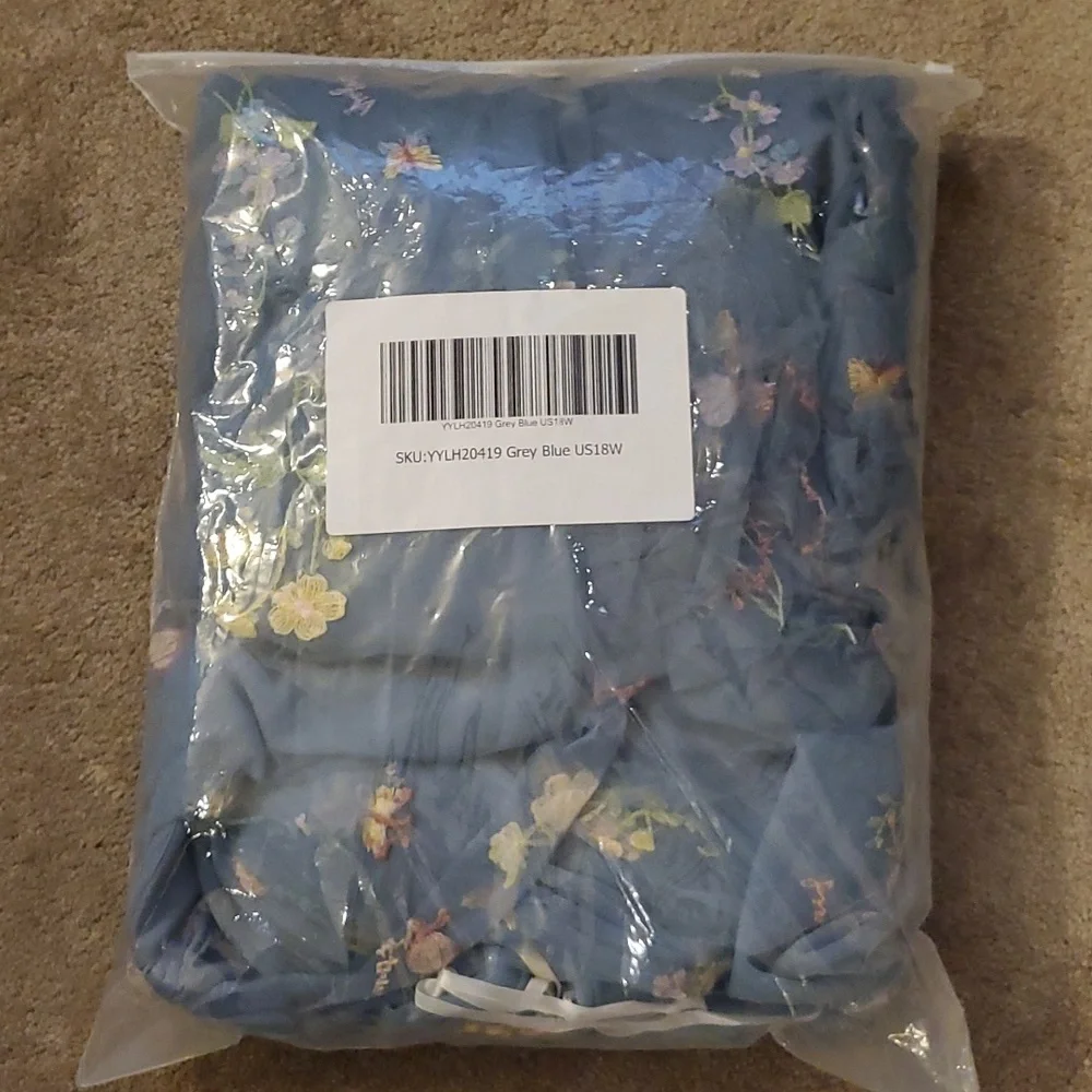 Baby Blue Long Prom Dress With Embroidery - Picture 6 of 6